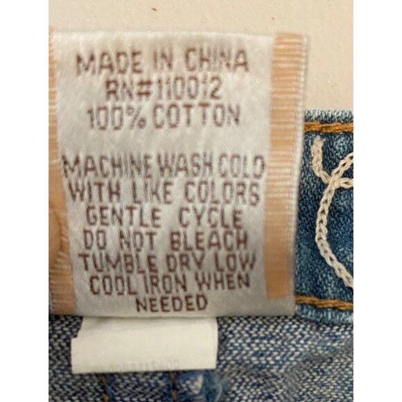 Industrial Cotton Distressed Denim Mini Skirt Embroidered Detail Frayed Hem Sz 5 - Picture 4 of 10